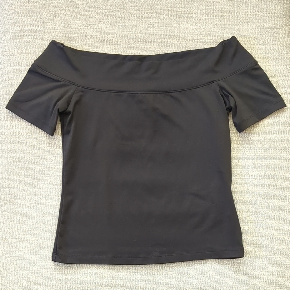 Off-Shoulder Stretch Short Sleeve Black H&M HM Top